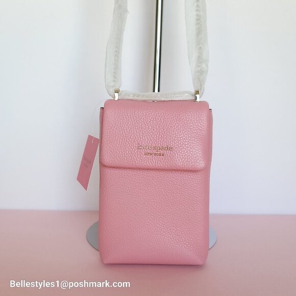KATE SPADE Bradley North/South Pebbled Leather Phone Crossbody- Rococo Pink🎈⭐ - Picture 6 of 16